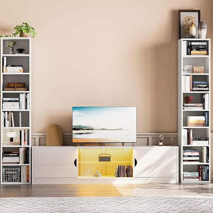 Librero Organizador de 8 Niveles, 180 cm Alto, Estilo Minimalista de Madera con Fijación a la Pared – Ideal para Sala, Cocina o Baño