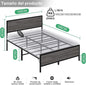 Base de Cama Matrimonial con Cabecera y Pie – Estructura Metálica Resistente con Lamas de Soporte | Diseño Simple y Moderno para Dormitorio