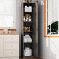 Mueble Organizador de 5 Niveles con Puertas | Librero Estrecho de Madera para Cocina, Sala o Despensa
