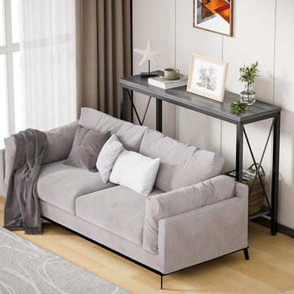 Credenza recibidor de Madera de 2 Capas Gris,Estilo Moderno Mesa de Entrada,Fácil de Montar Mesa recibidor,Las Dimensiones de la Mesa recibidor Entrada Son 102 * 30 * 70.5(CM)