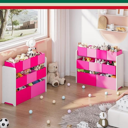 Organizador de Juguetes Grande con 9 Cajas de Colores – Ideal para Cuartos Infantiles y Salas de Juego | HOYRR Juguetero