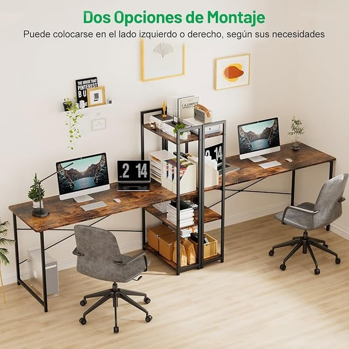 Escritorio Minimalista de Madera 120×60 cm con Repisas | Escritorio de Oficina XXL para Hogar u Oficina
