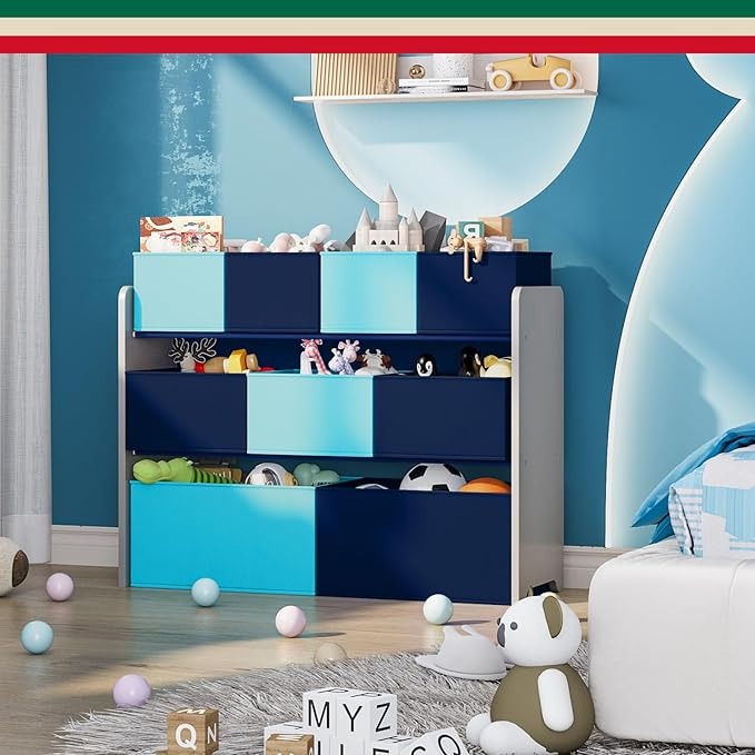 Organizador de Juguetes Grande con 9 Cajas de Colores – Ideal para Cuartos Infantiles y Salas de Juego | HOYRR Juguetero