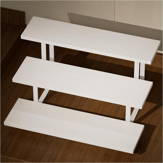 Soporte para Exhibición de 3 Niveles – Organizador de Estantes Apilables Sustentable, Soporte Blanco (Tipo Recto)