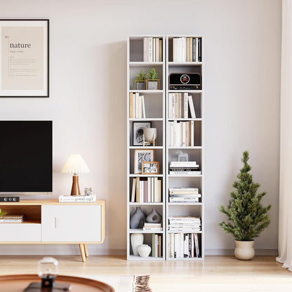 Librero Organizador de 8 Niveles, 180 cm Alto, Estilo Minimalista de Madera con Fijación a la Pared – Ideal para Sala, Cocina o Baño