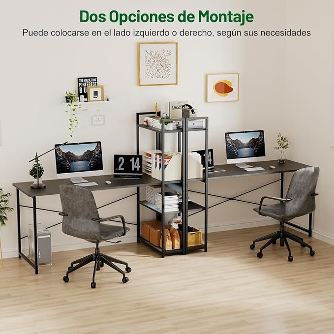 Escritorio Minimalista de Madera 120×60 cm con Repisas | Escritorio de Oficina XXL para Hogar u Oficina