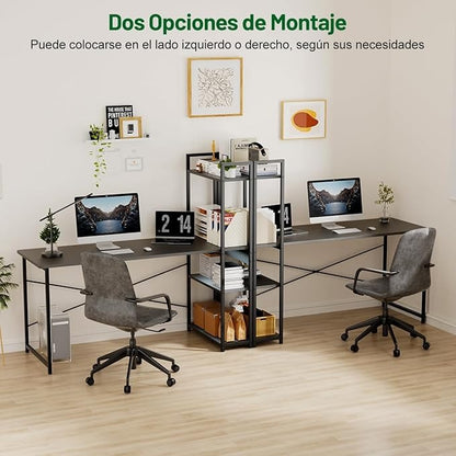 Escritorio Minimalista de Madera 120×60 cm con Repisas | Escritorio de Oficina XXL para Hogar u Oficina