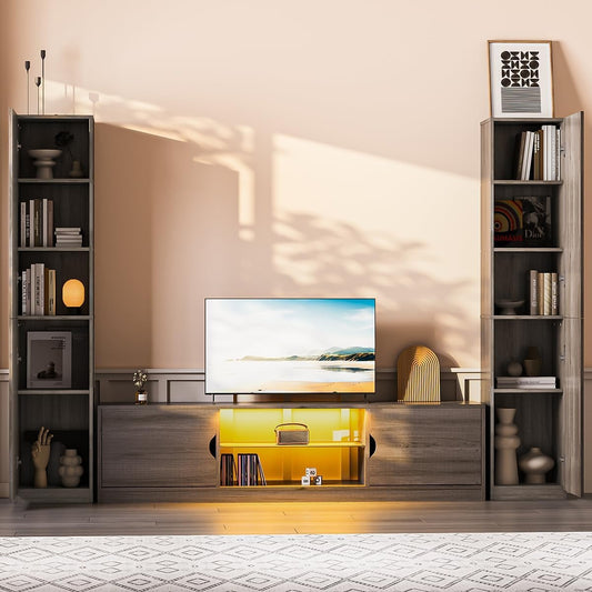 Gabinete de Madera Multifuncional – 5 Niveles, Librero, Alacena de Cocina y Estante de Sala