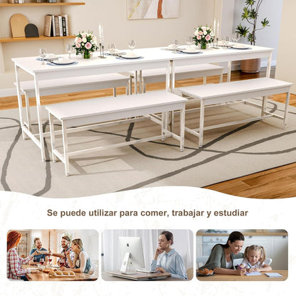 Juego de Comedor 4 Personas con Mesa 110x60 cm y 4 Sillas | Ideal para Espacios Pequeños, Fácil de Limpiar y Montar