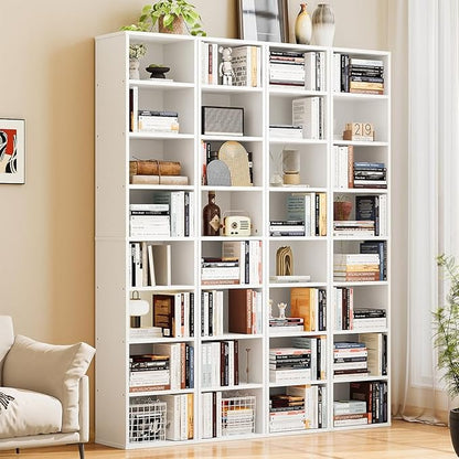 Librero Organizador de 8 Niveles, 180 cm Alto, Estilo Minimalista de Madera con Fijación a la Pared – Ideal para Sala, Cocina o Baño