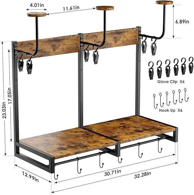 Soporte para Casco de Moto 3 Ganchos – Multifuncional 4 en 1 para Almacenamiento y Exhibición