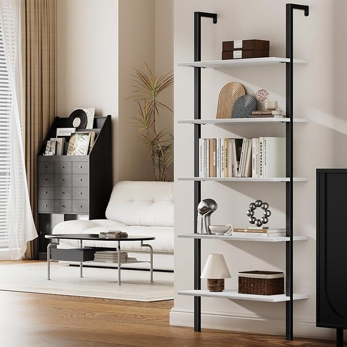 Librero de Pared de 5 Niveles – Estante Organizador Minimalista para Sala, Oficina y Recámara