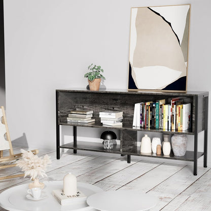 Mueble para TV,  Mueble de TV Abierto de 2 Niveles,Apto para Salón y Dormitorio,El Tamaño es 120 CM × 30 CM × 63 CM. (Gris)