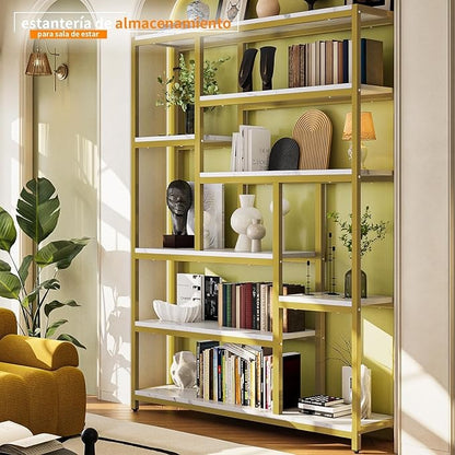 Librero de Madera Minimalista de 8 Niveles – Organizador Abierto de 180 cm para Sala u Oficina en Casa