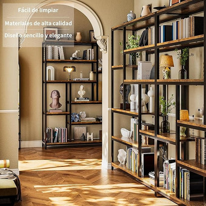 Librero de Madera Minimalista de 8 Niveles – Organizador Abierto de 180 cm para Sala u Oficina en Casa