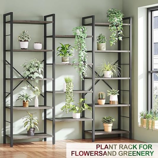 Librero Grande de 3 Columnas y 5 Niveles | Estantería de Madera Minimalista con 14 Compartimentos Abiertos – Organizador Moderno para Sala u Oficina (158×26×170 cm)