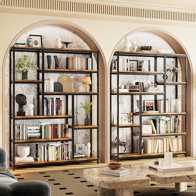 Librero de Madera Minimalista de 8 Niveles – Organizador Abierto de 180 cm para Sala u Oficina en Casa