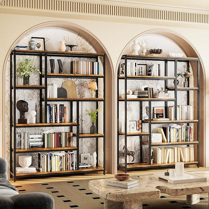 Librero de Madera Minimalista de 8 Niveles – Organizador Abierto de 180 cm para Sala u Oficina en Casa