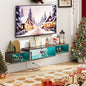 Mueble Flotante para TV 70" en Gris Oak – LED, 3 Espacios Abiertos, Enchufe Americano, Moderno y Ahorrador de Espacio