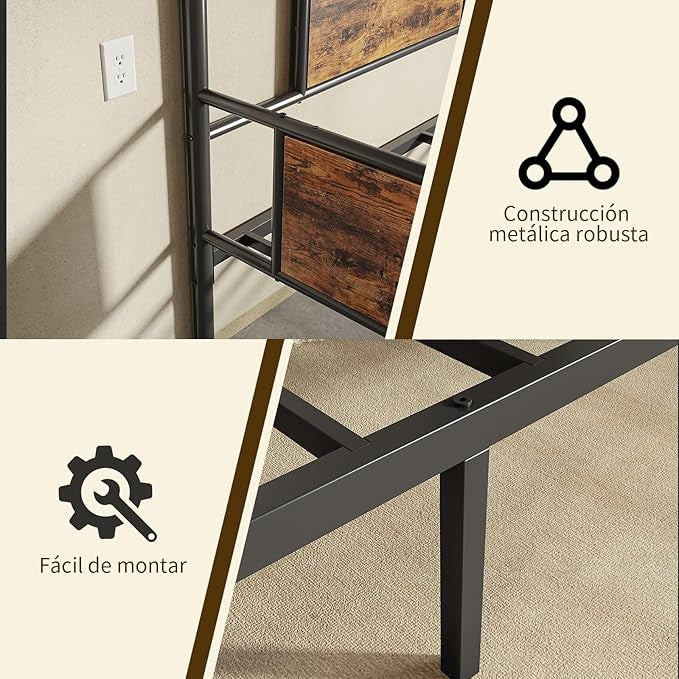 Sofá Cama Individual 100x190 cm – Base de Hierro y Madera, Estructura Resistente para Sala o Dormitorio