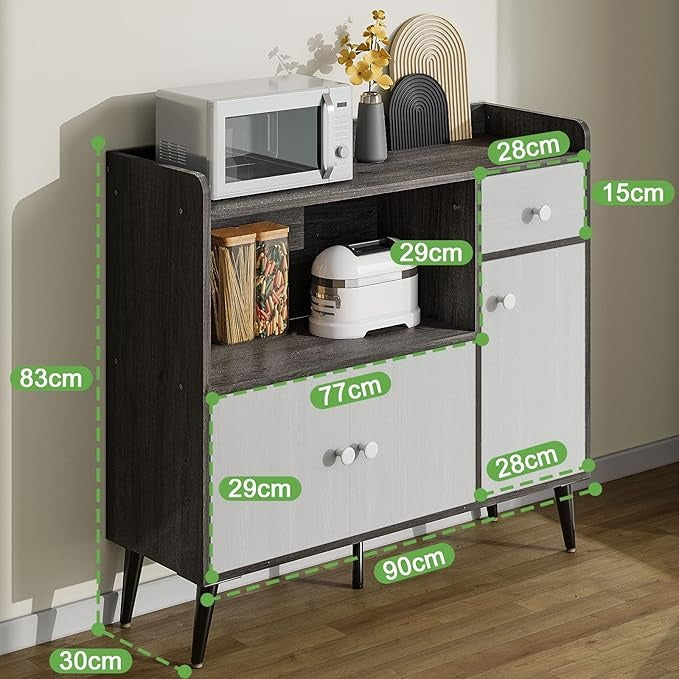 Mueble Multiusos Moderno – Cocina, Sala o Recámara, con Cajones y Puertas, Estilo Elegante, 90x30x83 cm