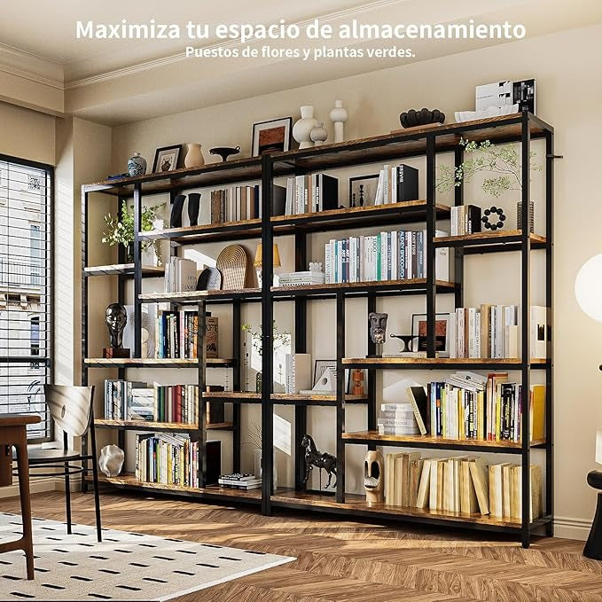 Librero de Madera Minimalista de 8 Niveles – Organizador Abierto de 180 cm para Sala u Oficina en Casa