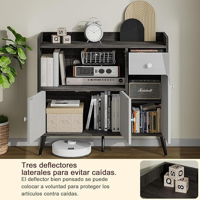 Mueble Multiusos Moderno – Cocina, Sala o Recámara, con Cajones y Puertas, Estilo Elegante, 90x30x83 cm