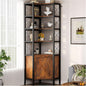 Librero Esquinero de 5 Niveles con Puerta | Mueble Organizador de Almacenaje 200cm | Estilo Minimalista para Hogar u Oficina