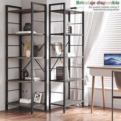 Librero Grande de 3 Columnas y 5 Niveles | Estantería de Madera Minimalista con 14 Compartimentos Abiertos – Organizador Moderno para Sala u Oficina (158×26×170 cm)