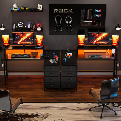 Escritorio en L Gamer Simple Wisdom – Minimalista, Esquinero, con Cajón, Luz LED y Soporte para Monitor