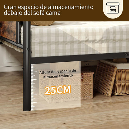 Sofá Cama Individual 100x190 cm – Base de Hierro y Madera, Estructura Resistente para Sala o Dormitorio