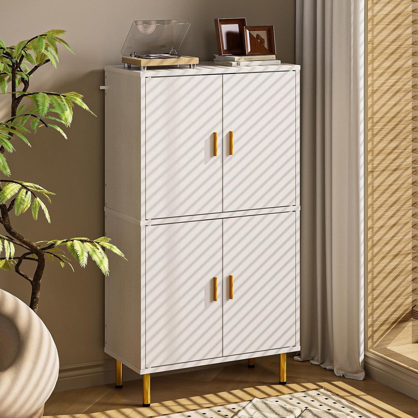 Simple Hogar Gabinete de Baño 5 Niveles con Estantes Ajustables y Patas Doradas – Organizador para Baño, Sala o Dormitorio