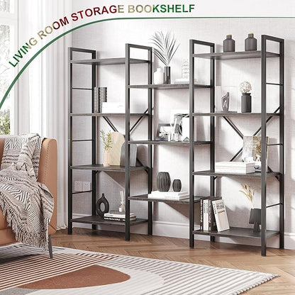 Librero Grande Minimalista 3 Anchos x 4 Alturas – 11 Estantes Abiertos, Organizador y Estantería de Madera 158×26×140CM