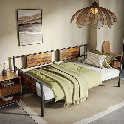Sofá Cama Individual 100x190 cm – Base de Hierro y Madera, Estructura Resistente para Sala o Dormitorio