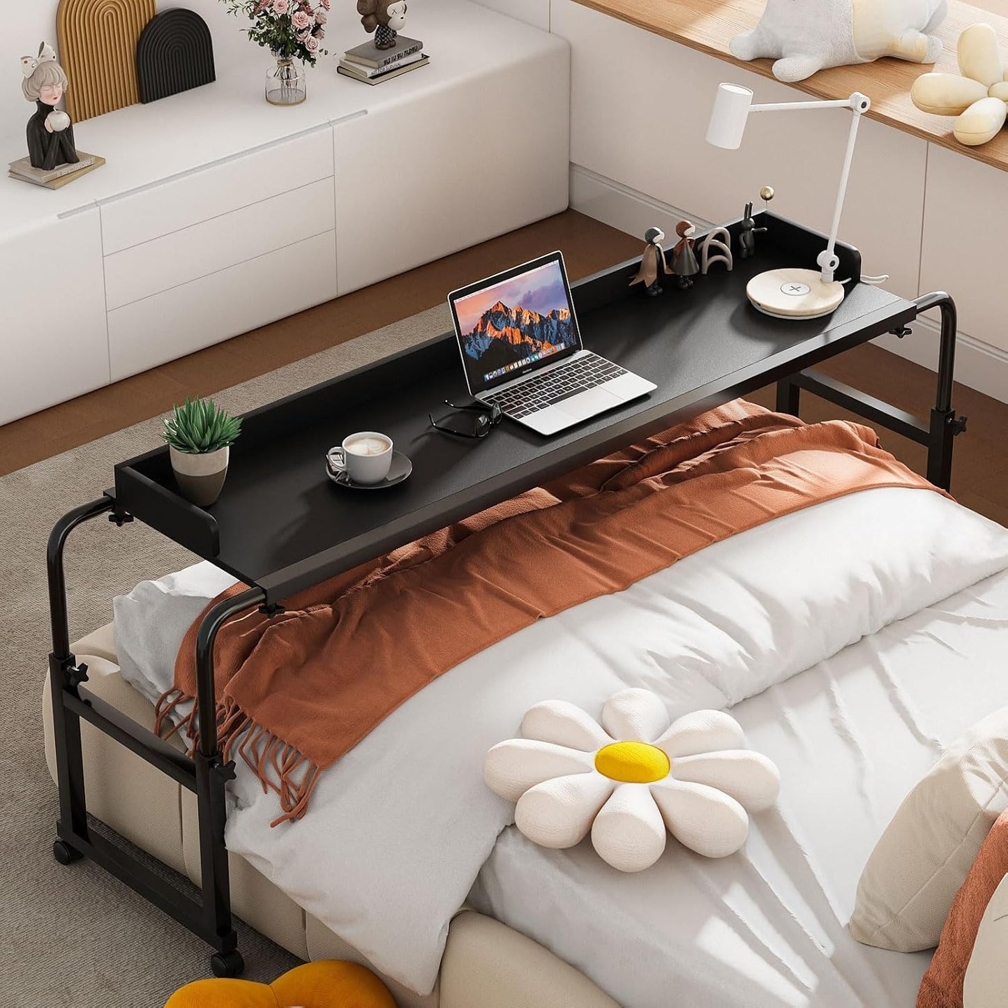 Mesa para Laptop en Cama – Escritorio Elevable Minimalista con Ruedas y Altura Ajustable