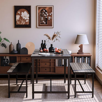 Juego de Comedor 4 Personas con Mesa 110x60 cm y 4 Sillas | Ideal para Espacios Pequeños, Fácil de Limpiar y Montar
