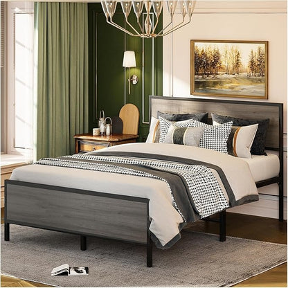 Base de Cama Matrimonial con Cabecera y Pie – Estructura Metálica Resistente con Lamas de Soporte | Diseño Simple y Moderno para Dormitorio
