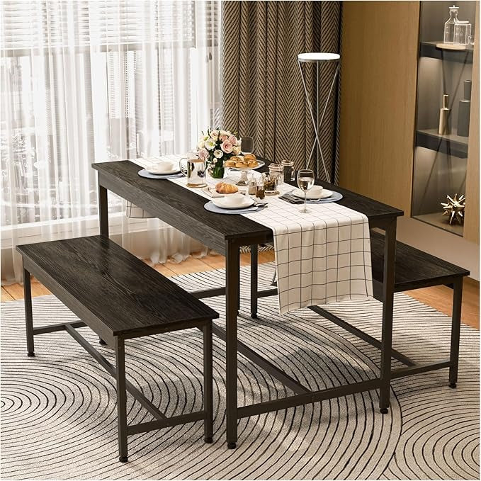 Juego de Comedor 4 Personas con Mesa 110x60 cm y 4 Sillas | Ideal para Espacios Pequeños, Fácil de Limpiar y Montar