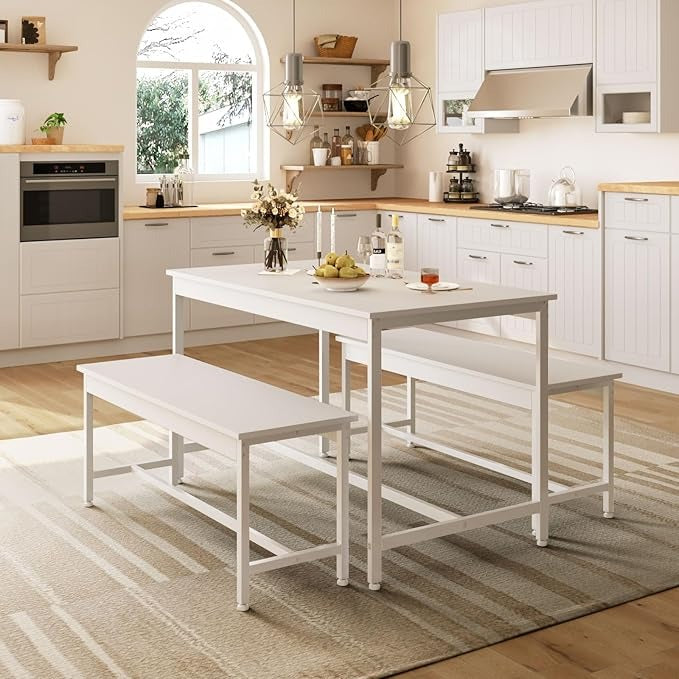 Juego de Comedor 4 Personas con Mesa 110x60 cm y 4 Sillas | Ideal para Espacios Pequeños, Fácil de Limpiar y Montar