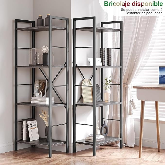 Librero Grande Minimalista 3 Anchos x 4 Alturas – 11 Estantes Abiertos, Organizador y Estantería de Madera 158×26×140CM