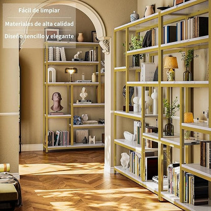 Librero de Madera Minimalista de 8 Niveles – Organizador Abierto de 180 cm para Sala u Oficina en Casa