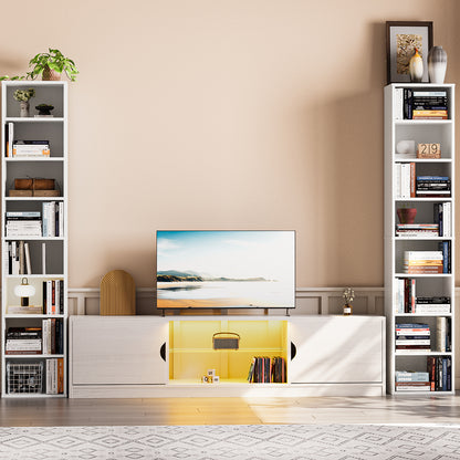 Biblioteca Alta 8 Niveles 180cm – Estantería Minimalista de Madera con Soporte de Pared, Ideal para Sala, Cocina y Baño
