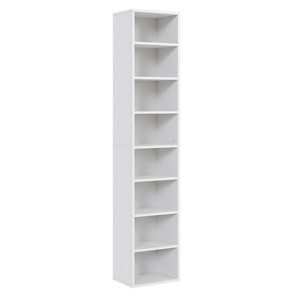 Biblioteca Alta 8 Niveles 180cm – Estantería Minimalista de Madera con Soporte de Pared, Ideal para Sala, Cocina y Baño