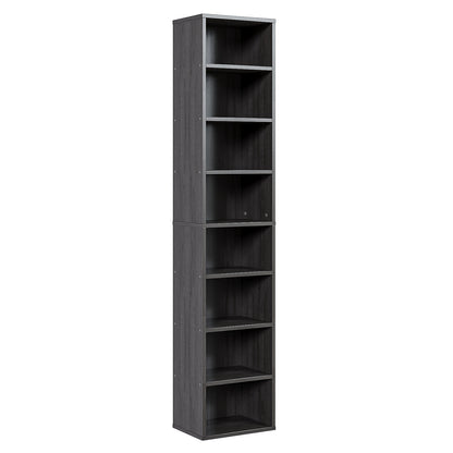 Biblioteca Alta 8 Niveles 180cm – Estantería Minimalista de Madera con Soporte de Pared, Ideal para Sala, Cocina y Baño
